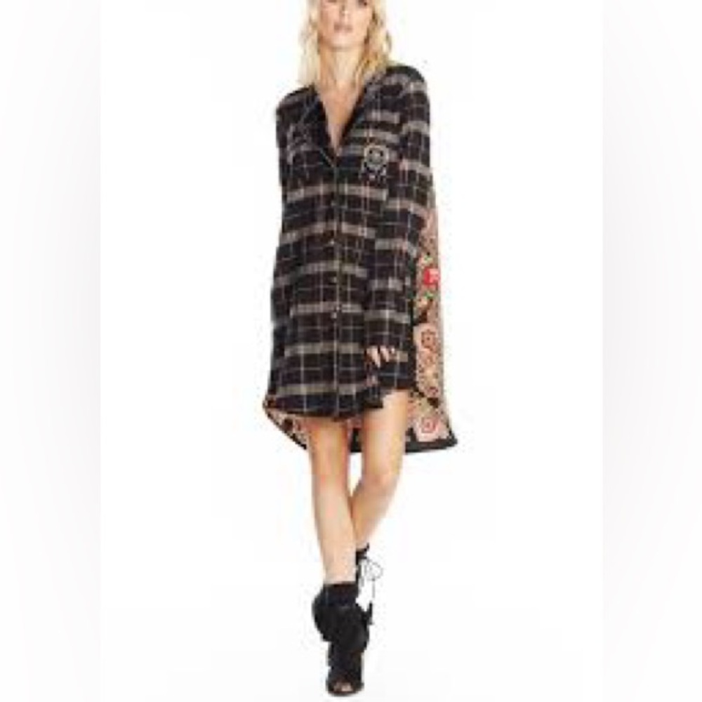 The Porter Collective Velvet-trimmed Brass Button Crested Plaid Blazer